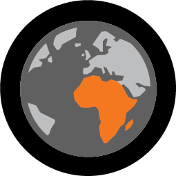 Globe with Africa highlighted orange
